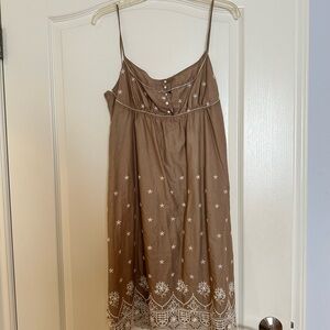 Brown and White Spaghetti Strap Mini Sundress